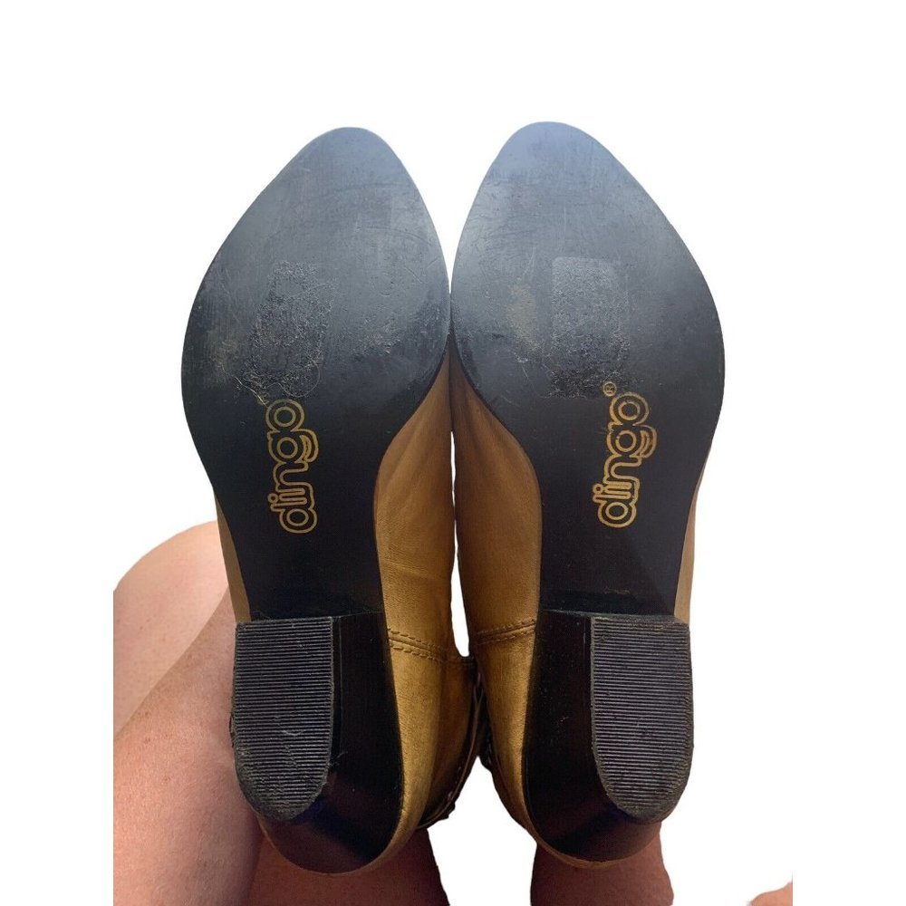 Dingo Women 10M Leather Slouch Harness Strap Western Cowgirl Tan Boots DI 526 - Picture 8 of 12